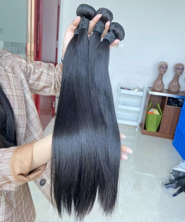 Straight Wave Human Hair Two Bundles With 13x4 Lace Closure 1 pieces /Set 13x4 Lace Closure With Two Straight Wave Human Hair Bundles