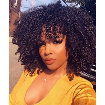 Afro Kinky Curly Human Hair Bundles With 13X4 Lace Frontal Closure