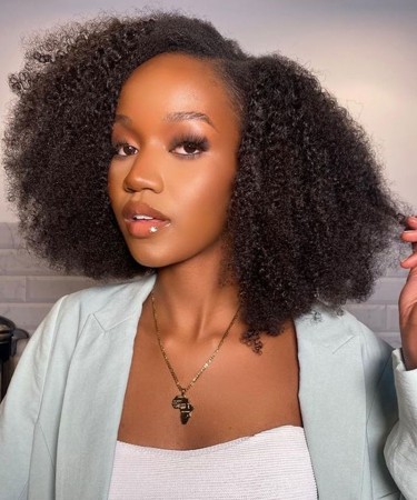 Afro Kinky Curly Human Hair Three Bundles With 4*4 Lace Closure 1 pieces /Set 4*4 Lace Closure With Three Afro Kinky Curly Human Hair Bundles