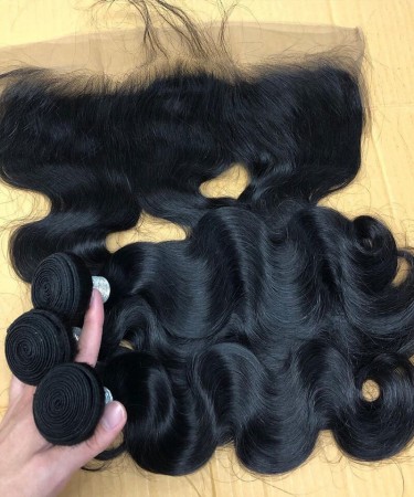 Body Wave Human Hair Three Bundles With 13*4 Lace Frontal Closure 1 pieces /Set 13*4 Lace Closure With Three Body Wave Human Hair Bundles