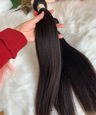 Light Yaki Straight Human Hair Four Bundles With 5x5 Lace Closure 1 pieces /Set 5x5 Lace Closure With Four Light  Yaki Straight Human Hair Bundles