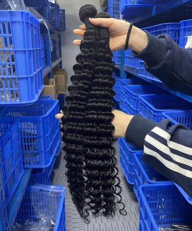 Deep Wave Human Hair Three Bundles With 13*6 Lace Closure 1 pieces /Set 13*6 Lace Closure With Three Deep Wave Human Hair Bundles