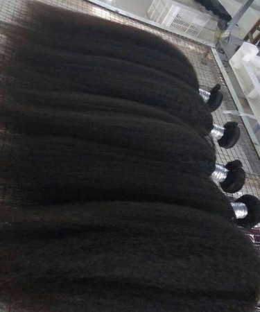 Kinky Straight Human Hair Four Bundles With 2x6 Transparent Lace Closure 1 pieces /Set 2x6 Transparent Lace Closure With Four Kinky Straight Human Hair Bundles