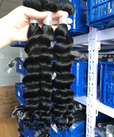 Loose Wave Human Hair Three Bundles With 13*6 Lace Closure 1 pieces /Set 13*6 Lace Closure With Three Loose Wave Human Hair Bundles