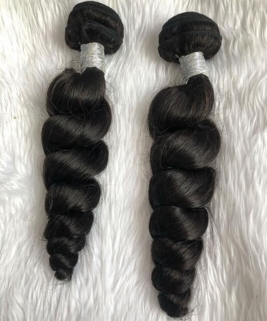 Loose Wave Human Hair Four Bundles With 2x6 Transparent Lace Closure 1 pieces /Set 2x6 Transparent Lace Closure With Four Loose Wave Human Hair Bundles