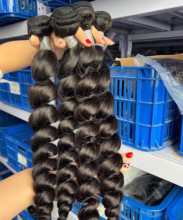 Loose Wave Human Hair Four Bundles With 2x6 HD Lace Closure 1 pieces /Set 2x6 HD Lace Closure With Four Loose Wave Human Hair Bundles