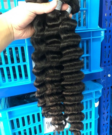 Deep Wave Human Hair Four Bundles With 2x6 HD Lace Closure 1 pieces /Set 2x6 HD Lace Closure With Four Deep Wave Human Hair Bundles