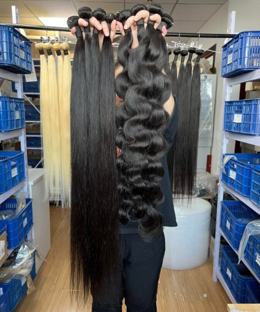 Straight Wave Human Hair Four Bundles With 2x6 Transparent Lace Closure 1 pieces /Set 2x6 Transparent Lace Closure With Four Straight Wave Human Hair Bundles