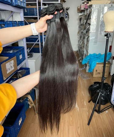Coarse Yaki Straight Human Hair Four Bundles With 2x6 Transparent Lace Closure 1 pieces /Set 2x6 Transparent Lace Closure With Four Coarse Yaki Straight Human Hair Bundles