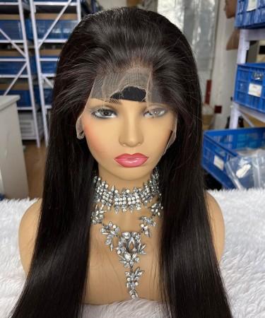 Straight Wave HD Lace Frontal Wigs 180% Destiny 360 HD Lace Wigs Straight Wave Human Hair 10-30 Inches For Sale