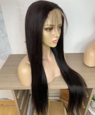 Straight Wave Transparent Lace Frontal Wigs 250% Destiny 13x4 Transparent Lace Wigs Straight Wave Human Hair 10-30 Inches For Sale