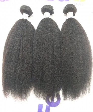 Kinky Straight Human Hair Four Bundles With 13x6 Lace Closure 1 pieces /Set 13x6 Lace Closure With Four Kinky Straight Human Hair Bundles