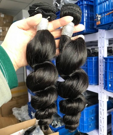 Loose Wave Human Hair Two Bundles With 360 Lace Closure 1 pieces /Set 360 Lace Closure With Two Loose Wave Human Hair Bundles